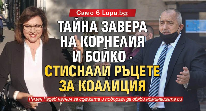 Само в Lupa.bg: Тайна завера на Корнелия и Бойко - стиснали ръцете за коалиция
