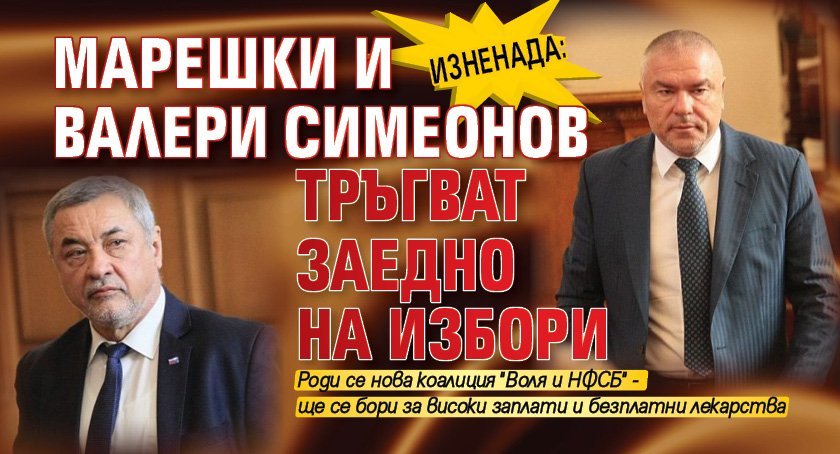Изненада: Марешки и Валери Симеонов тръгват заедно на избори