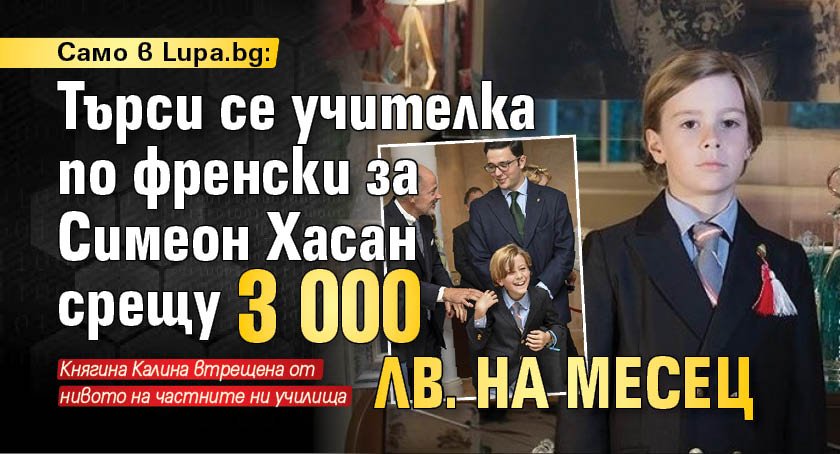 Само в Lupa.bg: Търси се учителка по френски за Симеон Хасан срещу 3 000 лв. на месец