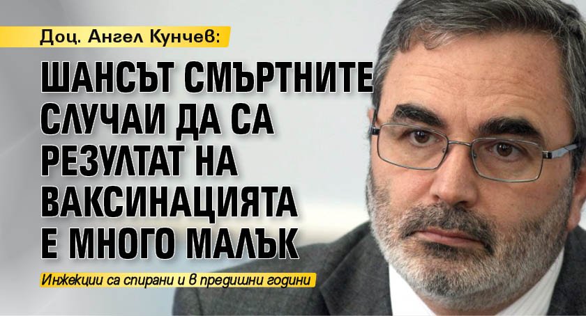 Доц. Ангел Кунчев: Шансът смъртните случаи да са резултат на ваксинацията е много малък