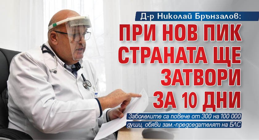 Д-р Николай Брънзалов: При нов пик страната ще затвори за 10 дни
