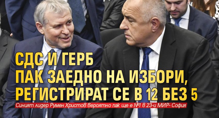 СДС и ГЕРБ пак заедно на избори, регистрират се в 12 без 5