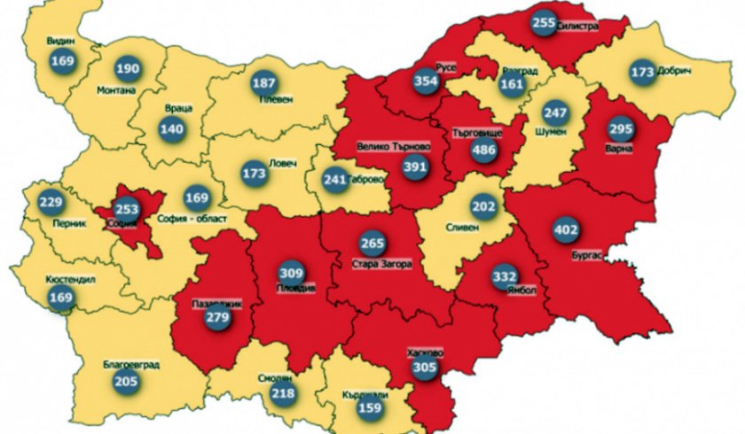 12 области вече са в червената зона
