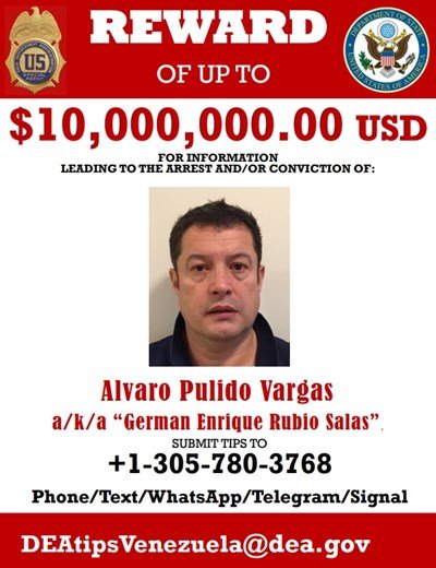 В САЩ: $10 млн. награда за залавянето на колумбиеца Алваро Пулидо