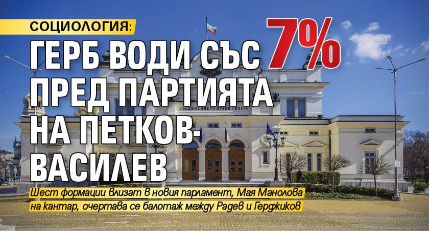СОЦИОЛОГИЯ: ГЕРБ води със 7% пред партията на Петков-Василев