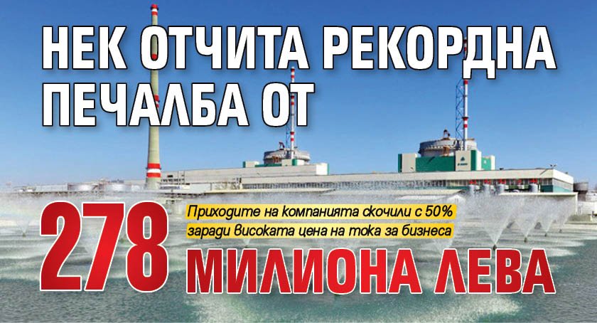 НЕК отчита рекордна печалба от 278 милиона лева