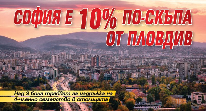 София е 10% по-скъпа от Пловдив