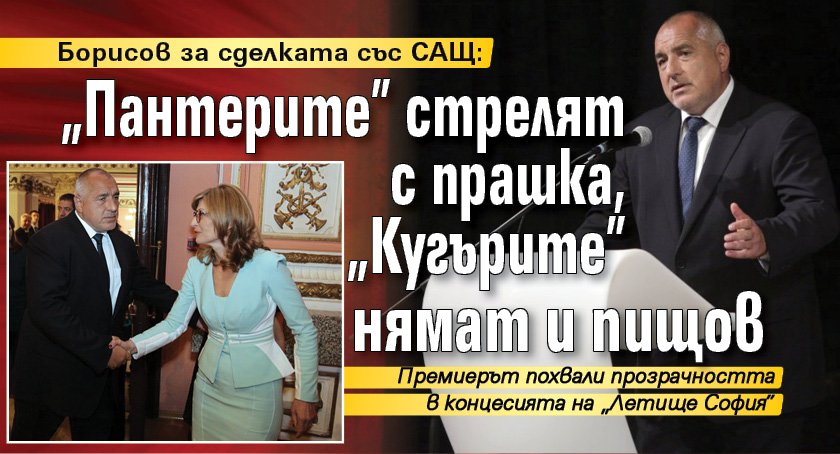 Борисов за сделката със САЩ: "Пантерите" стрелят с прашка, "Кугърите" нямат и пищов