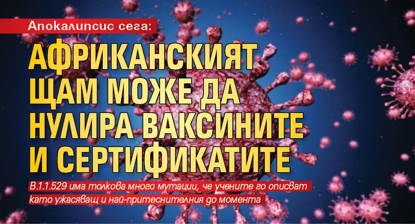 Апокалипсис сега: Африканският щам може да нулира ваксините и сертификатите