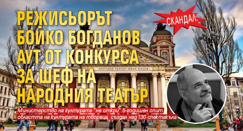 Скандал: Режисьорът Бойко Богданов аут от конкурса за шеф на Народния театър