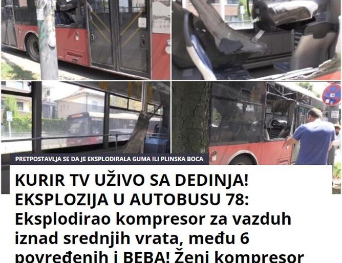 Експлозия в градски автобус в Белград, има ранени 
