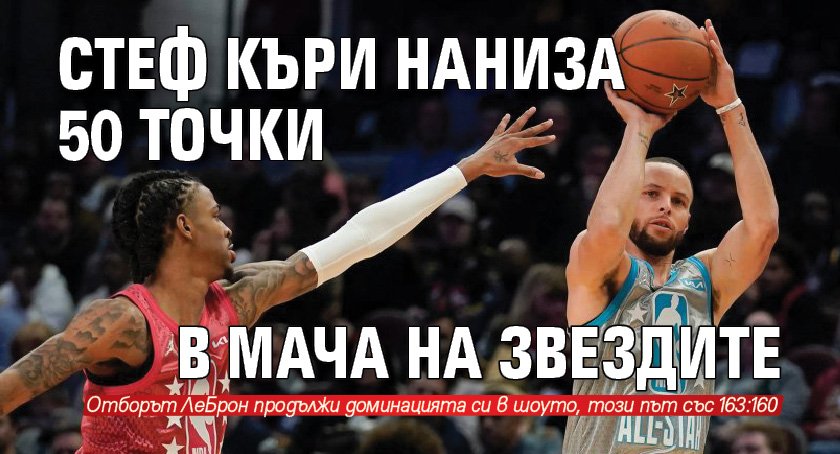 Стеф Къри наниза 50 точки в Мача на звездите