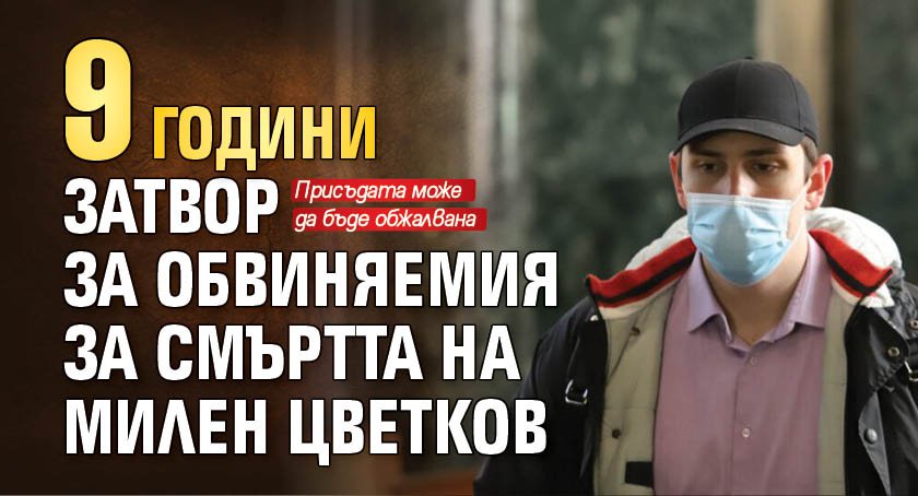 9 години затвор за обвиняемия за смъртта на Милен Цветков