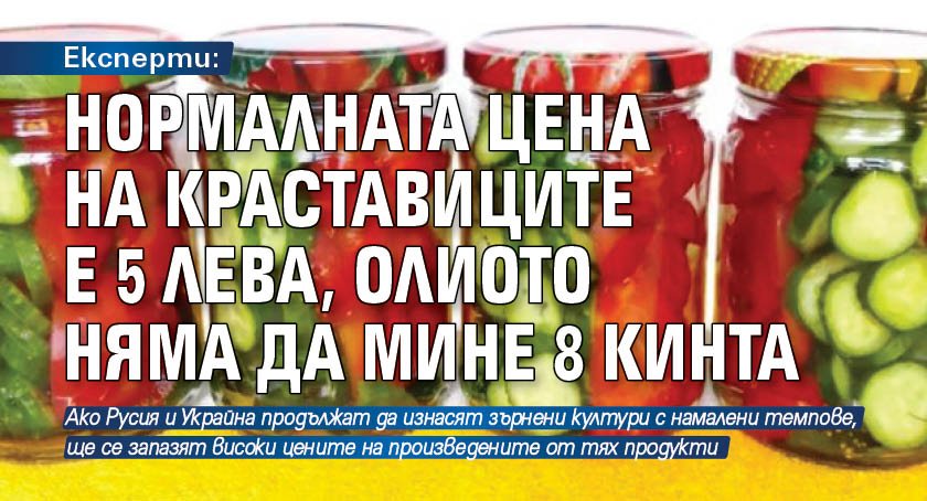 Експерти: Нормалната цена на краставиците е 5 лева, олиото няма да мине 8 кинта