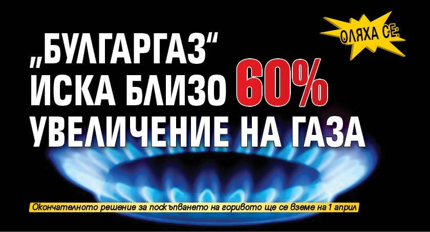 Оляха се: „Булгаргаз“ иска близо 60% увеличение на газа