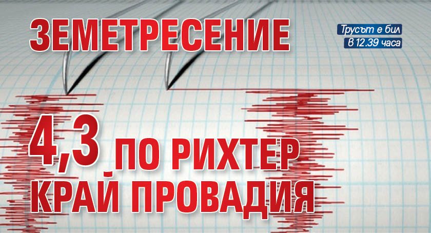 Земетресение 4,3 по Рихтер край Провадия