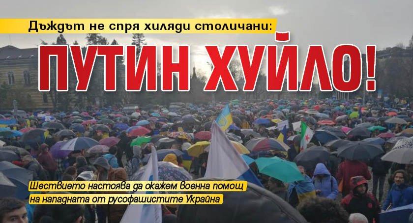 Дъждът не спря хиляди столичани: Путин хуйло!