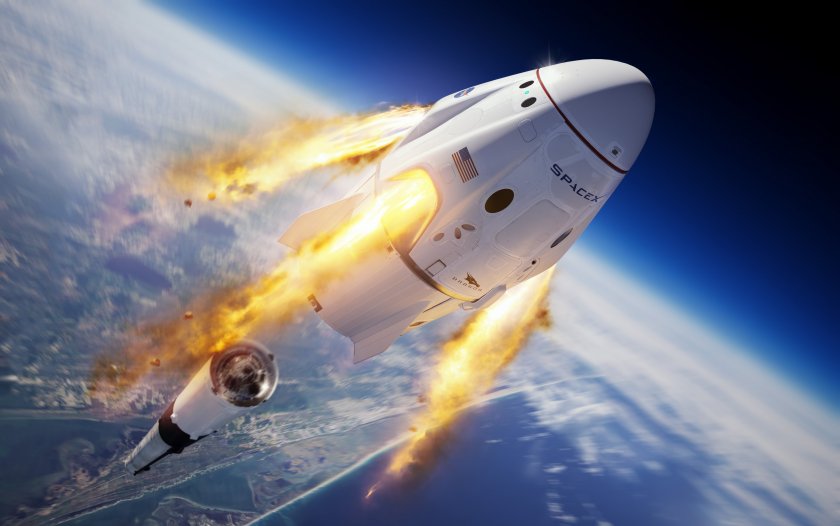 Американската компания SpaceX изпрати трима богати бизнесмени и придружаващ ги