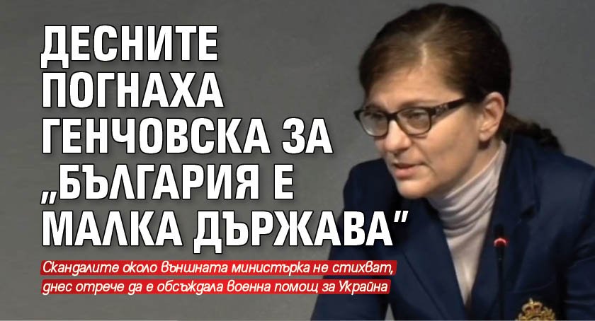 Десните погнаха Генчовска за "България е малка държава" 