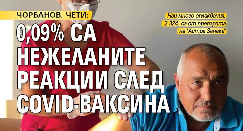 ЧОРБАНОВ, ЧЕТИ: 0,09% са нежеланите реакции след COVID-ваксина