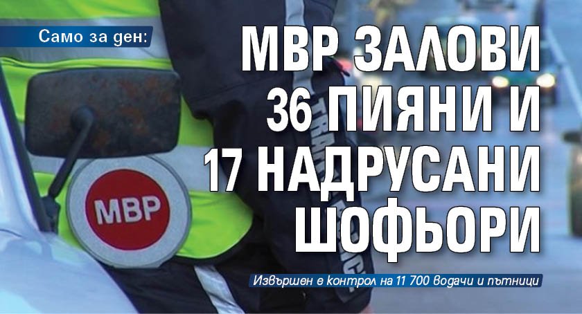 Само за ден: МВР залови 36 пияни и 17 надрусани шофьори