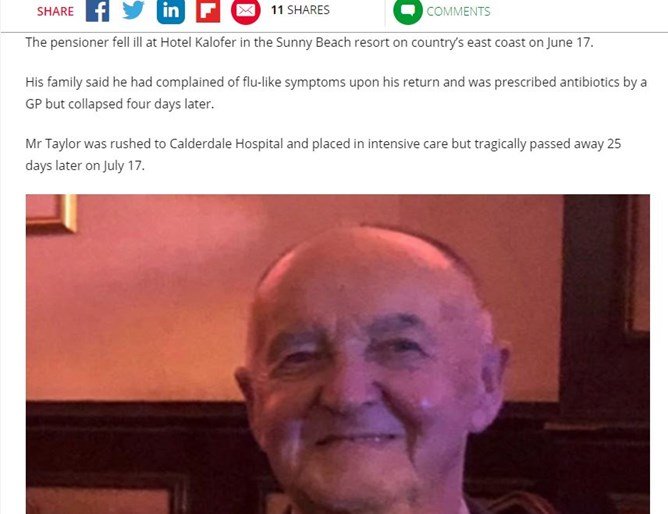 Втори британски турист е починал от легионерска болест след почивка в Слънчев бряг