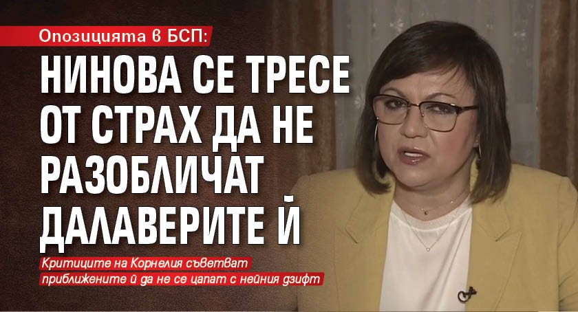 Опозицията в БСП: Нинова се тресе от страх да не разобличат далаверите й