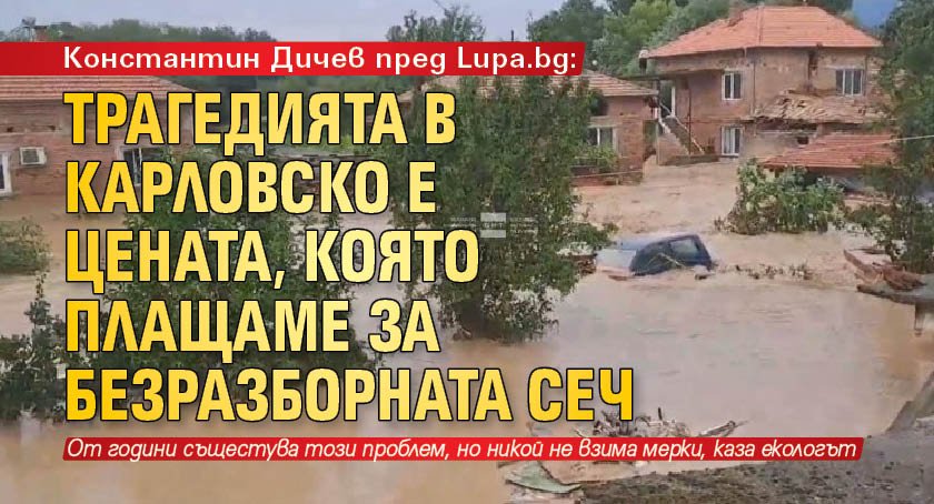 Константин Дичев пред Lupa.bg: Трагедията в Карловско е цената, която плащаме за безразборната сеч