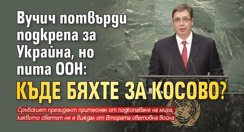 Вучич потвърди подкрепа за Украйна, но пита ООН: Къде бяхте за Косово? 