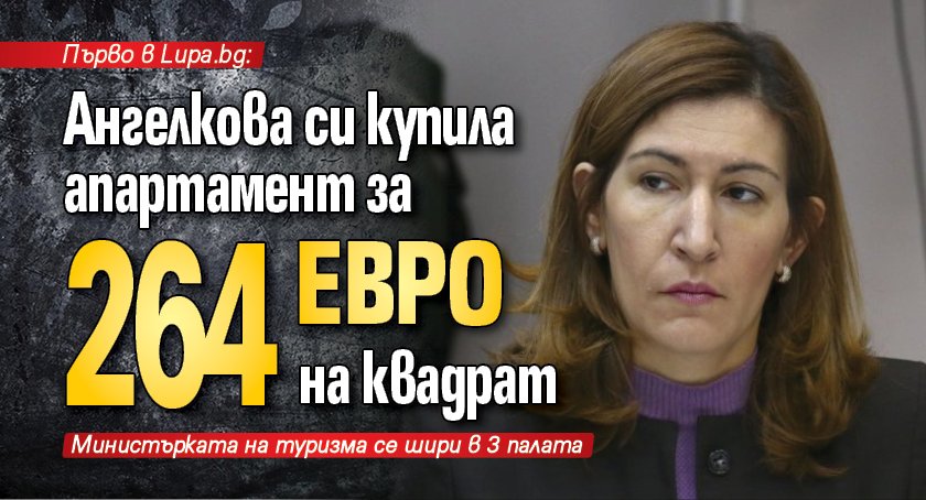 Първо в Lupa.bg: Ангелкова си купила апартамент за 264 евро на квадрат
