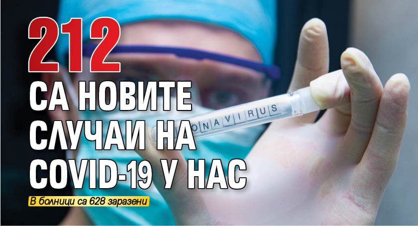 212 са новите случаи на COVID-19 у нас