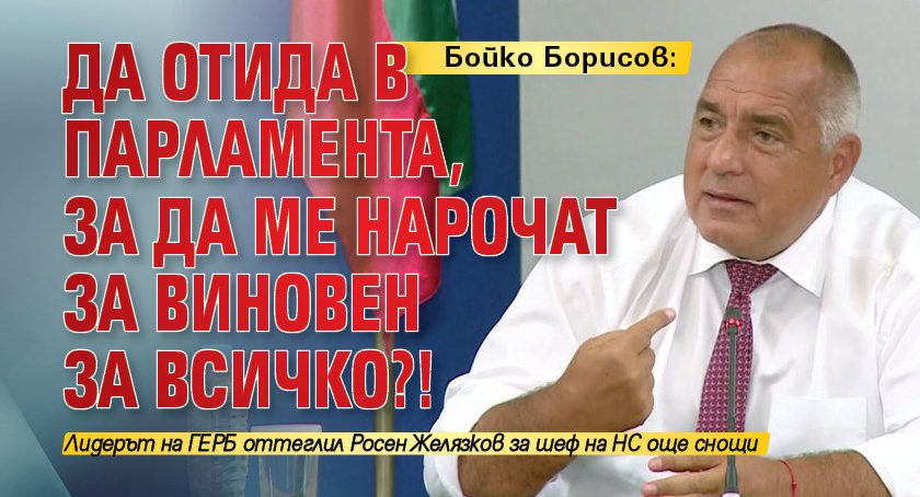 Бойко Борисов: Да отида в парламента, за да ме нарочат за виновен за всичко?!