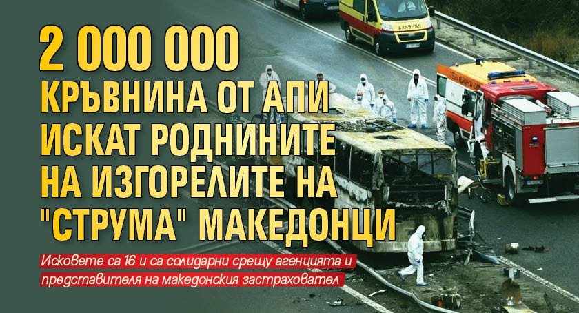 2 000 000 кръвнина от АПИ искат роднините на изгорелите на "Струма" македонци
