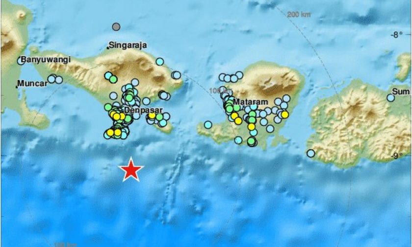 Земетресение с магнитуд 6,2 разлюля островите Ява и Бали в