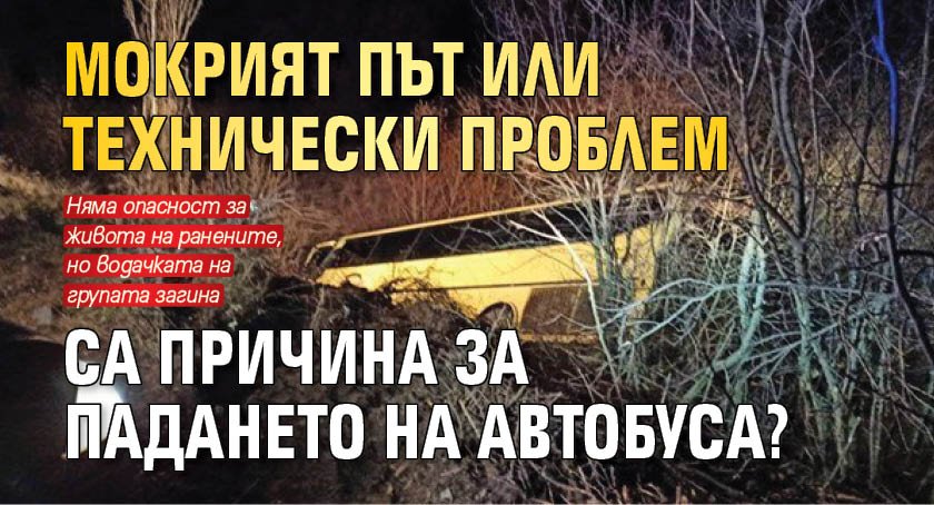 Мокрият път или технически проблем са причина за падането на автобуса?