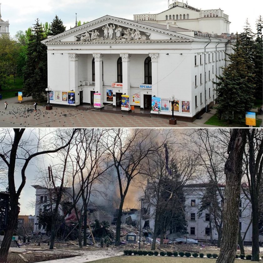 Русия руши бомбардирания театър в Мариупол, прикрива жертви