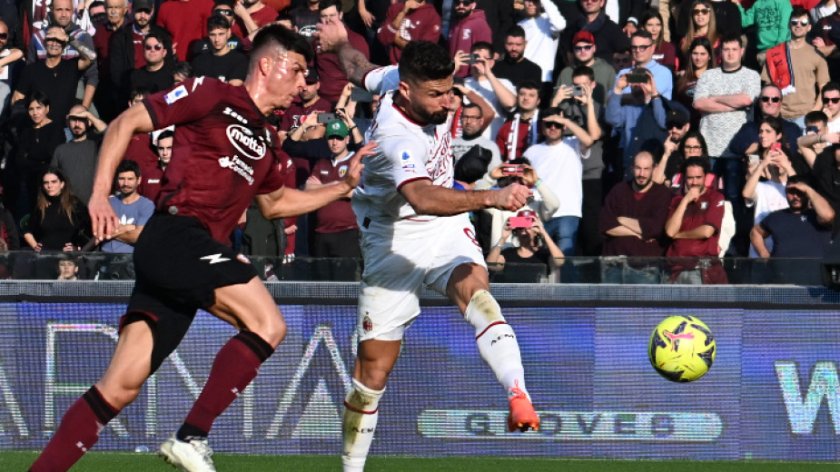 Шампионът Милан победи Салернитана с 2:1 като гост при подновяването