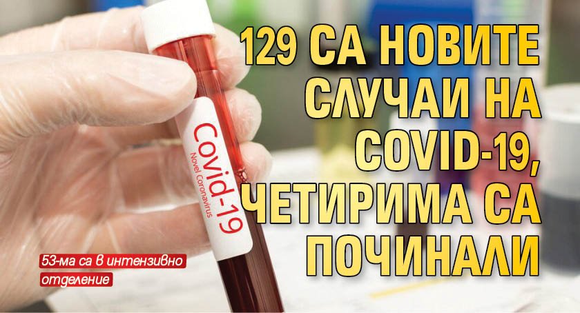 129 са новите случаи на COVID-19, четирима са починали 