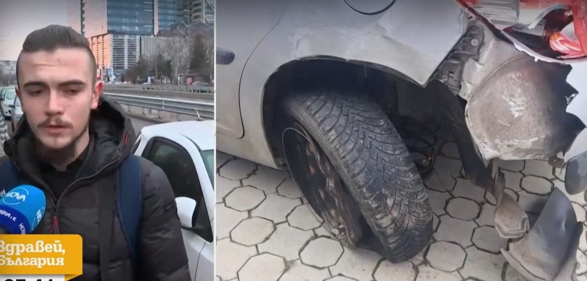 Шофьор се вряза в паркиран автомобил, влачи го 30 метра и избяга
