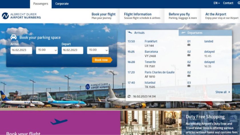 Уебсайтовете на най-малко три германски летища излязоха от строя в