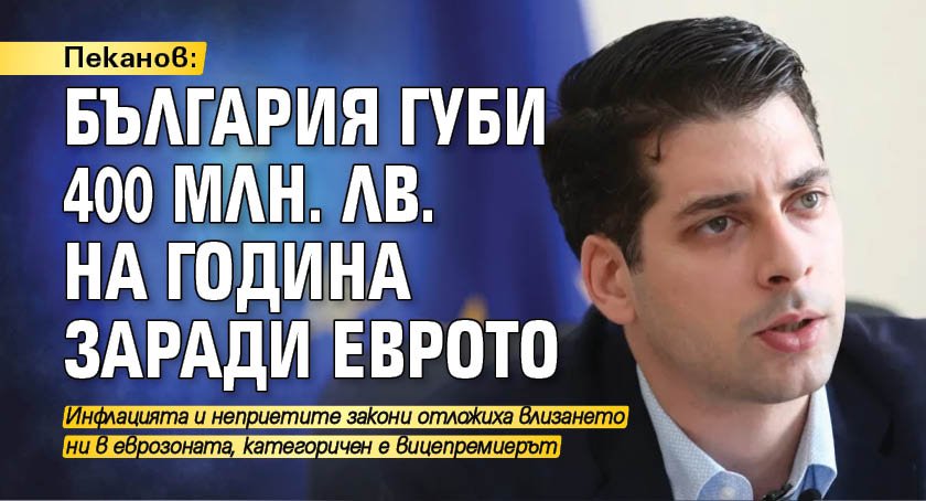 Пеканов: България губи 400 млн. лв. на година заради еврото