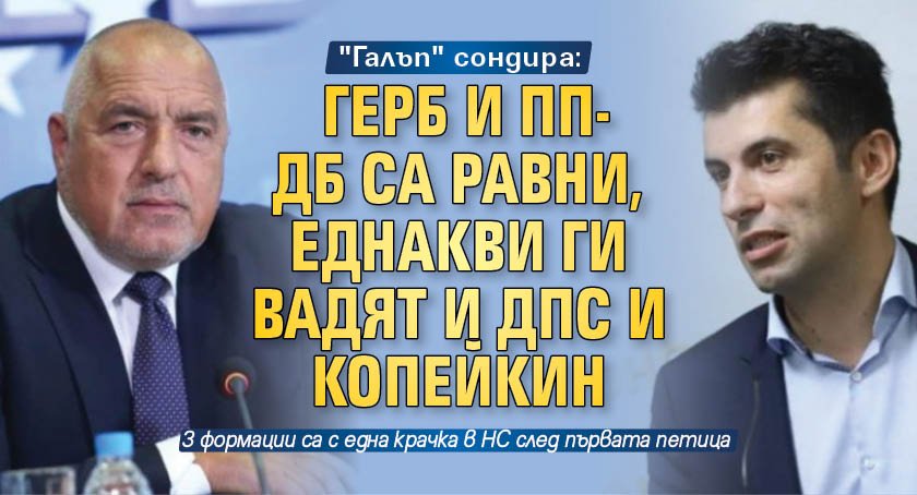 "Галъп" сондира: ГЕРБ и ПП-ДБ са равни, еднакви ги вадят и ДПС и Копейкин