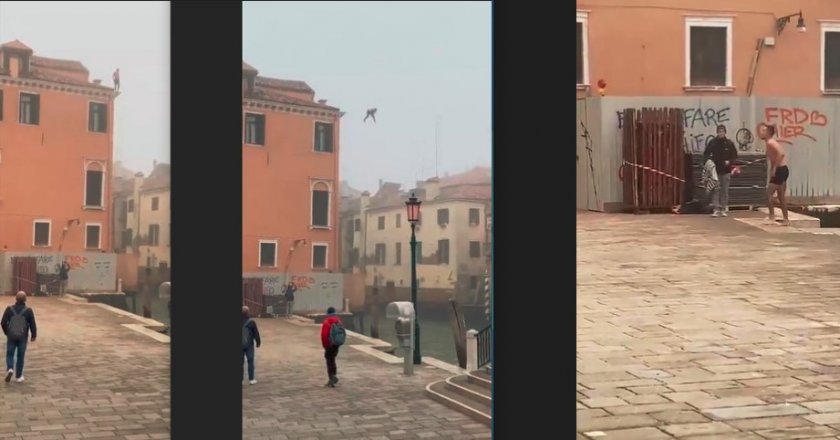 За един лайк повече - мъж скочи от третия етаж в канал във Венеция (ВИДЕО)