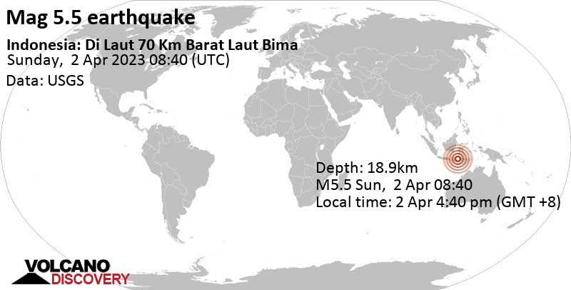 Земетресение с магнитуд 5,5 удари бреговете на Индонезия