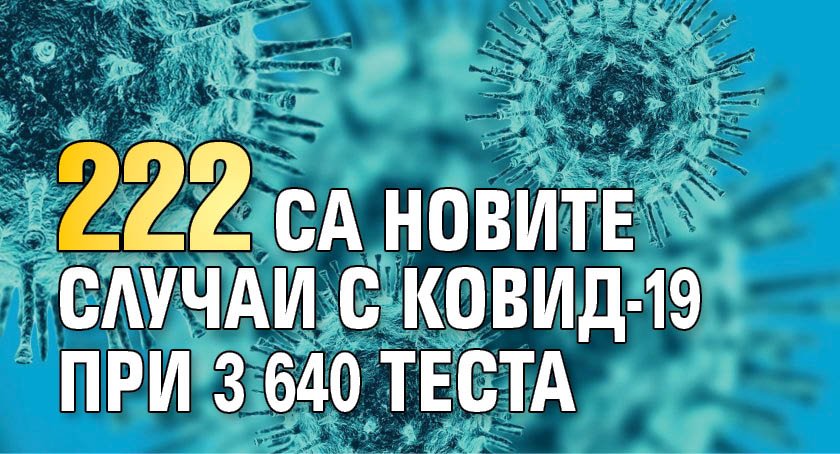 222 са новите случаи с Ковид-19 при 3 640 теста