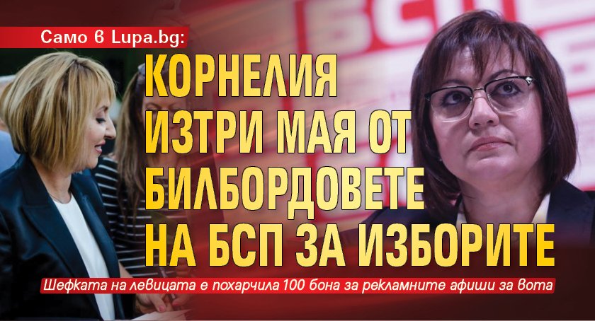 Само в Lupa.bg: Корнелия изтри Мая от билбордовете на БСП за изборите