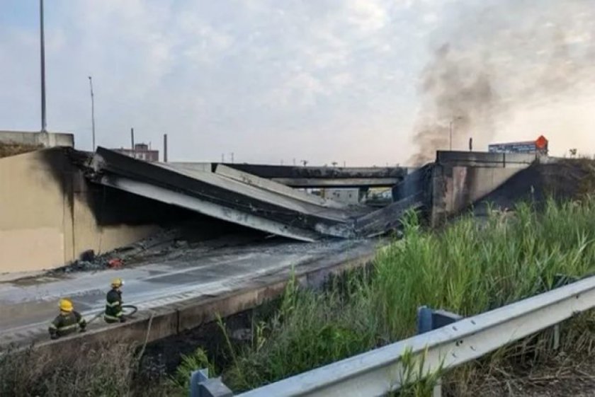 Заради пожар: Срути се част от оживена магистрала в САЩ