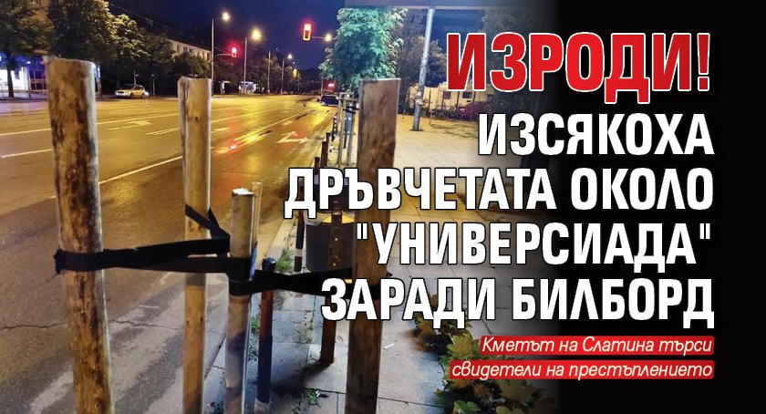 ИЗРОДИ! Изсякоха дръвчетата около "Универсиада" заради билборд