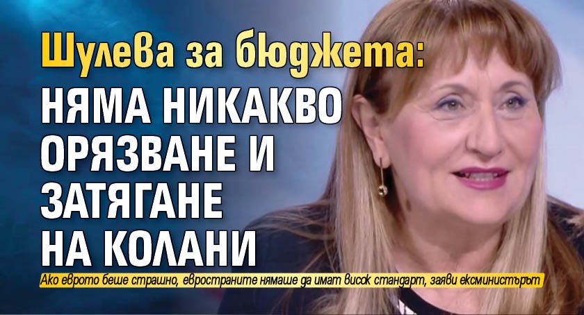 Шулева за бюджета: Няма никакво орязване и затягане на колани 