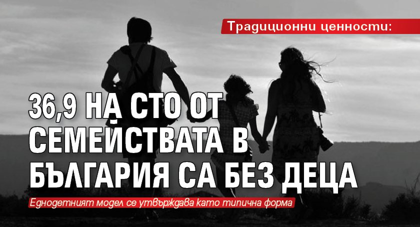 Традиционни ценности: 36,9 на сто от семействата в България са без деца